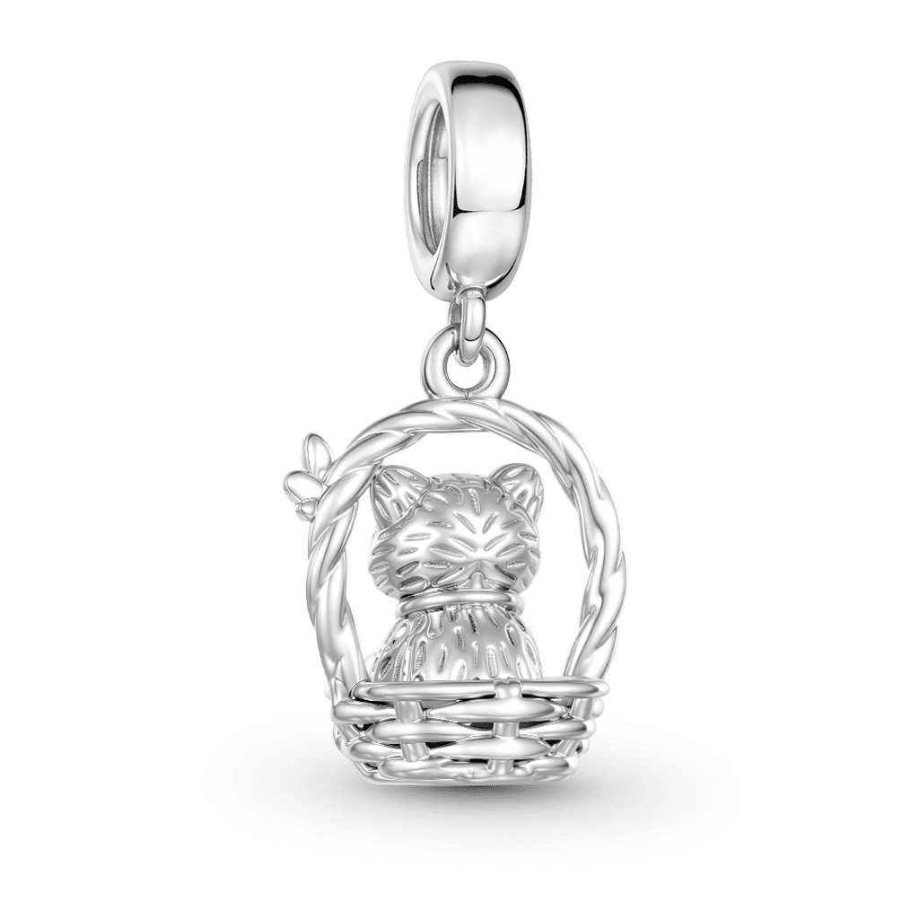 Gnoce Cat Mother Charm Platinum-plated Silver Blend