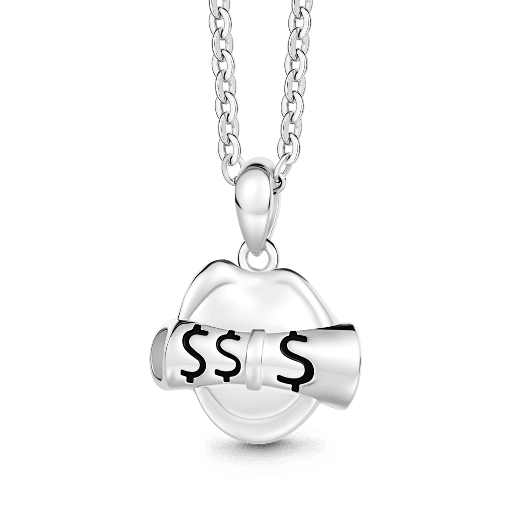 Gnoce No Broke Boys Mouth Pendant Necklace Platinum-plated Silver Blend