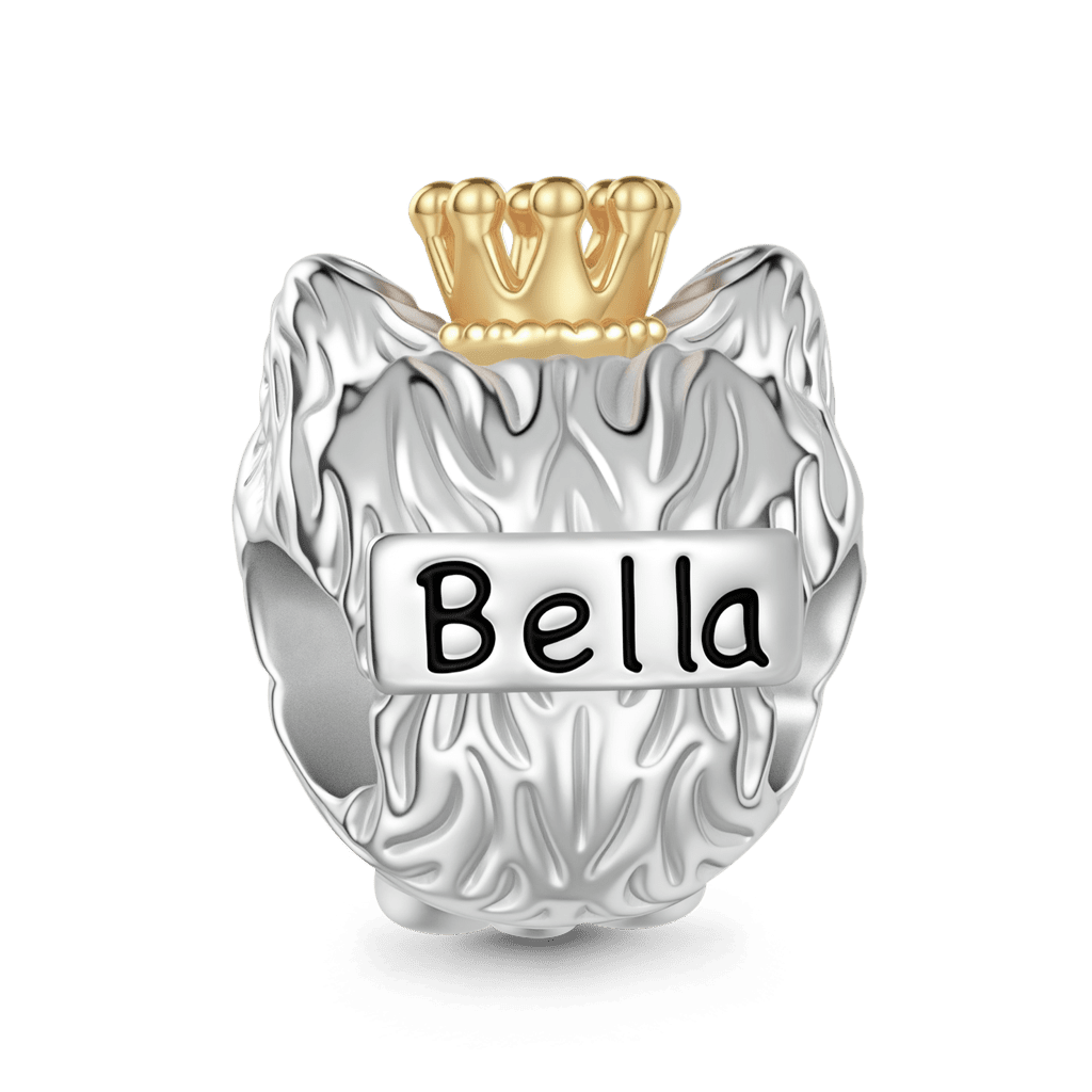 Gnoce Dog Head Engravable Charm Platinum-plated Silver Blend