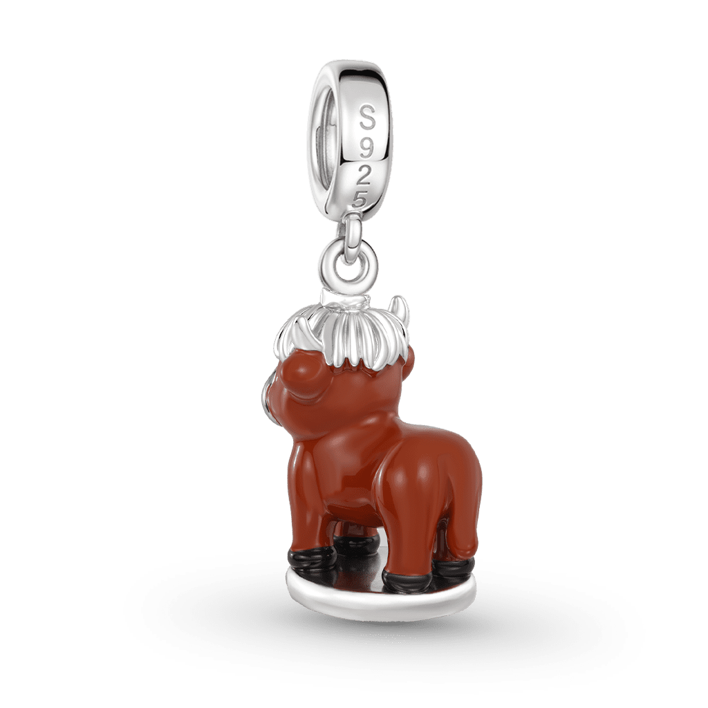 Gnoce Highland Cow Wax Seal Engravable Charm Platinum-plated Silver Blend