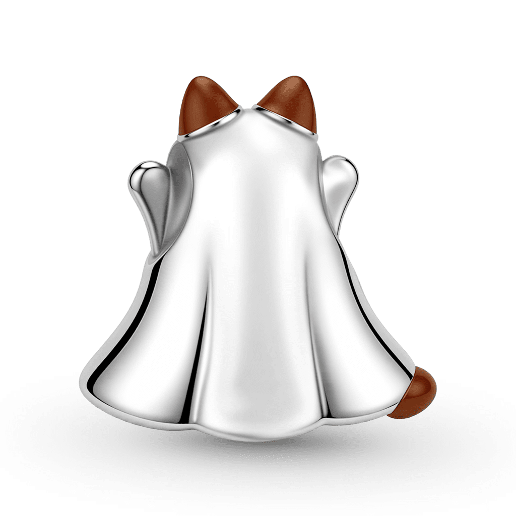 Gnoce Ghost Cat Charm Platinum-plated Silver Blend