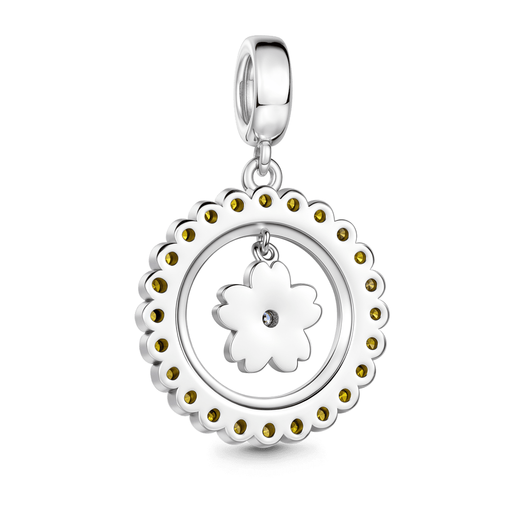 Gnoce Flower Charm Platinum-plated Silver Blend