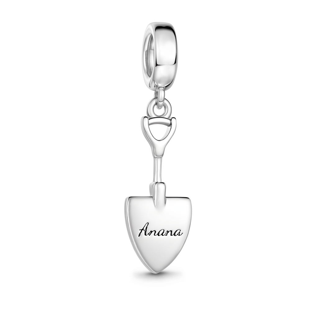 Gnoce Shovel Engravable Charm Platinum-plated Silver Blend