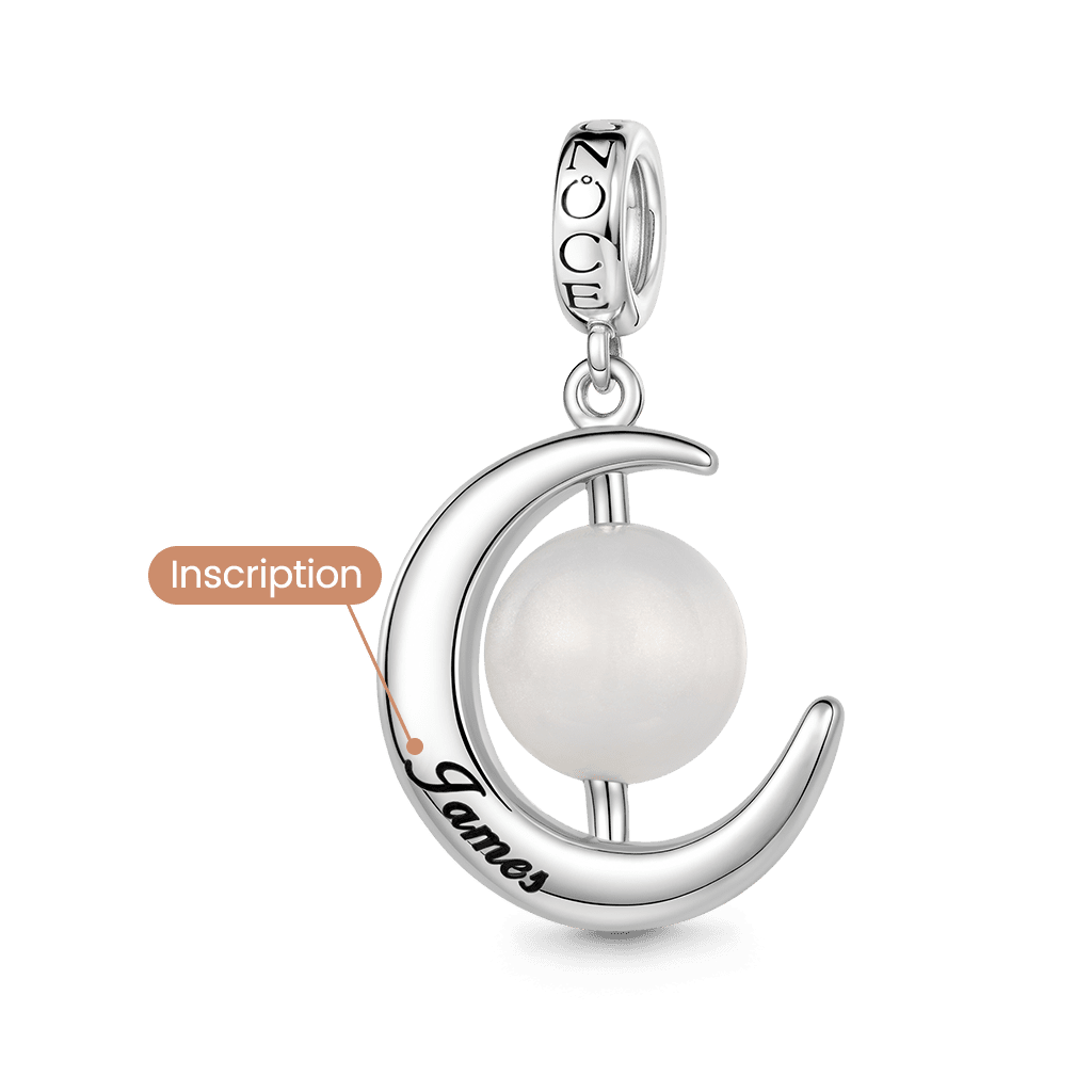 Gnoce Moon Engravable Charm Platinum-plated Silver Blend