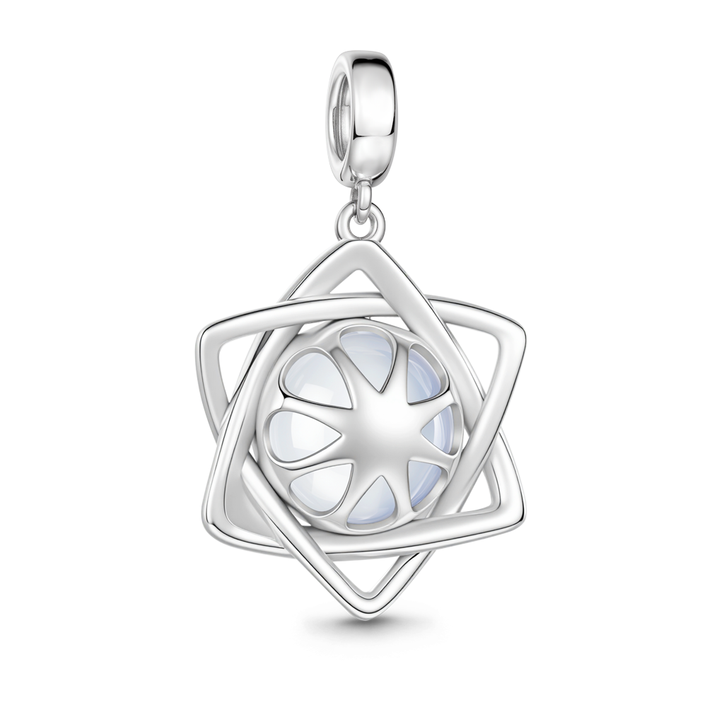 Gnoce Hexagon Star Engravable Charm Platinum-plated Silver Blend