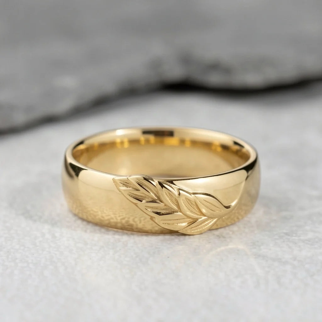Isla’s Frond | Palm Leaf Sandblast 6MM Men's Wedding Band