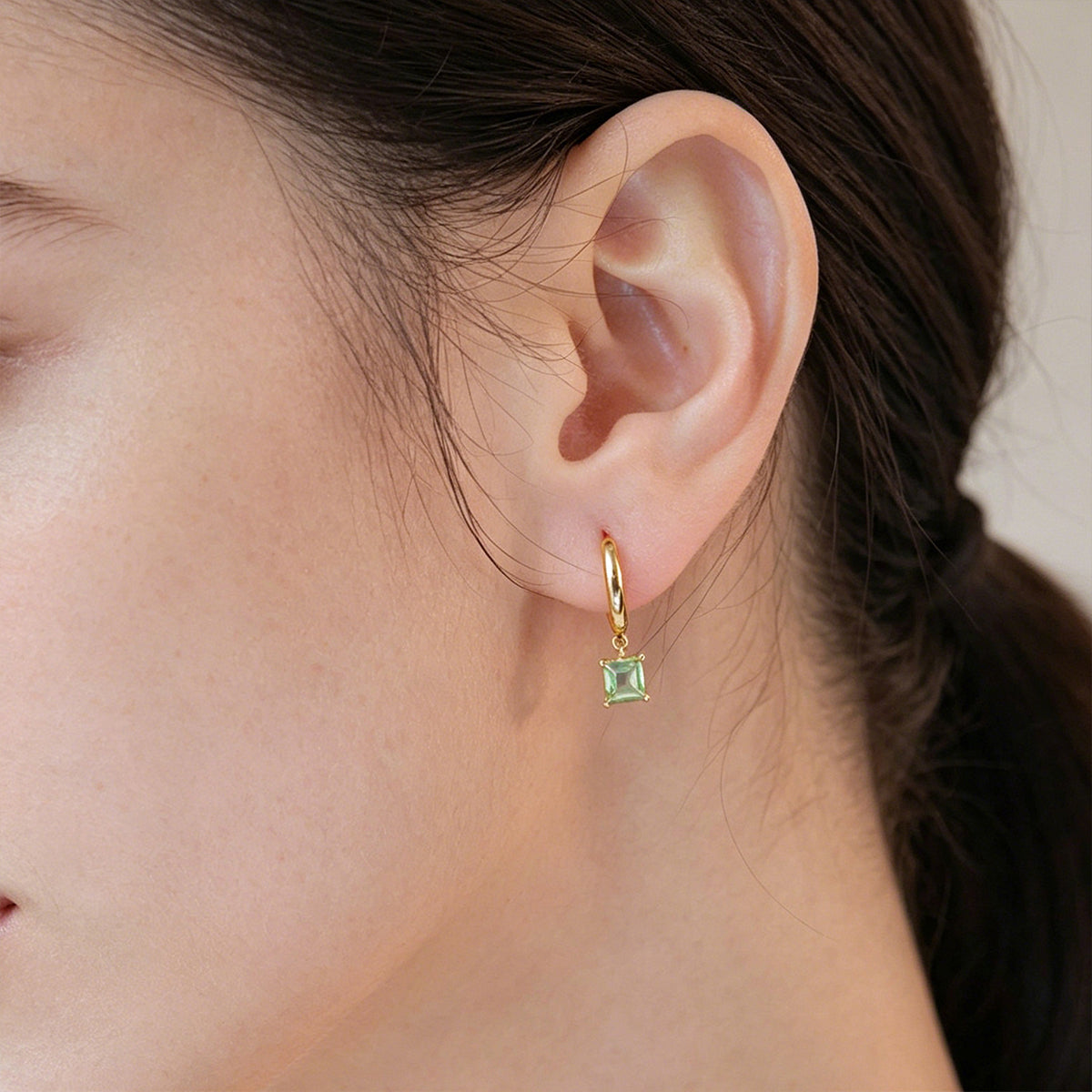Princess cut Lab Grown Diamond Hoop Earrings Set