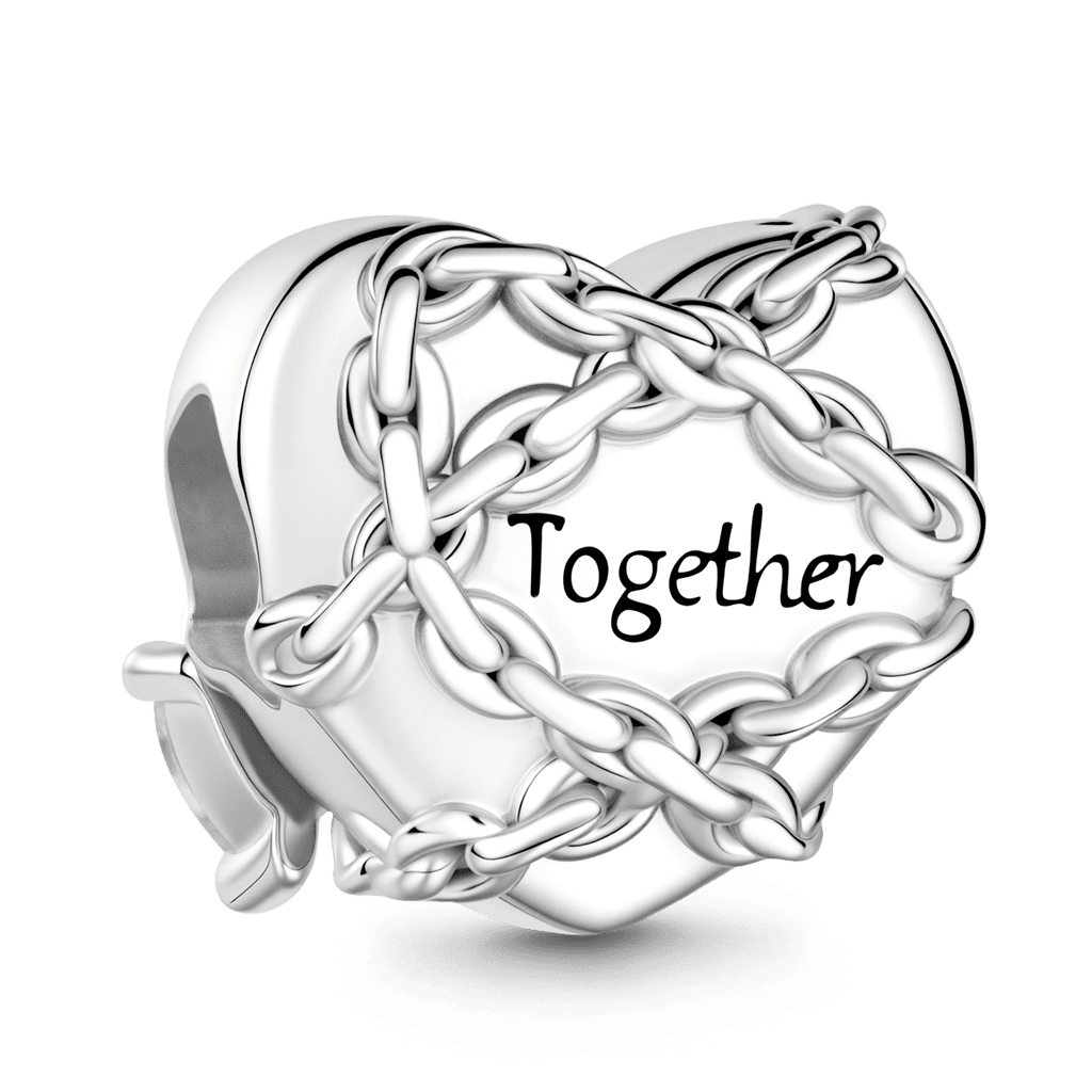 Gnoce Chains of Love Heart Charm Platinum-plated Silver Blend