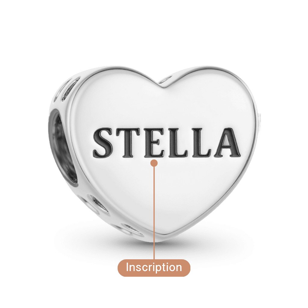 Gnoce Heart Engravable Charm Platinum-plated Silver Blend