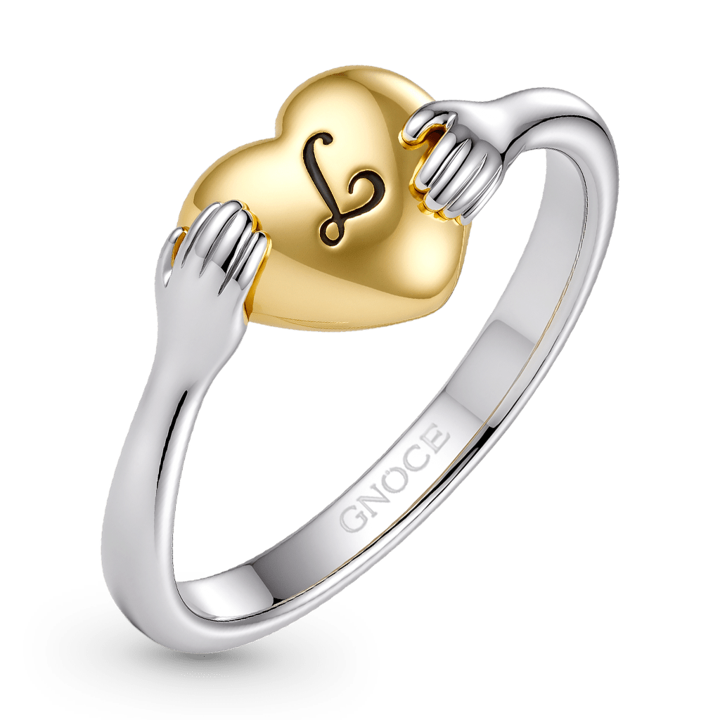 Gnoce Embrace Your Heart Engravable Ring Platinum-plated Silver Blend