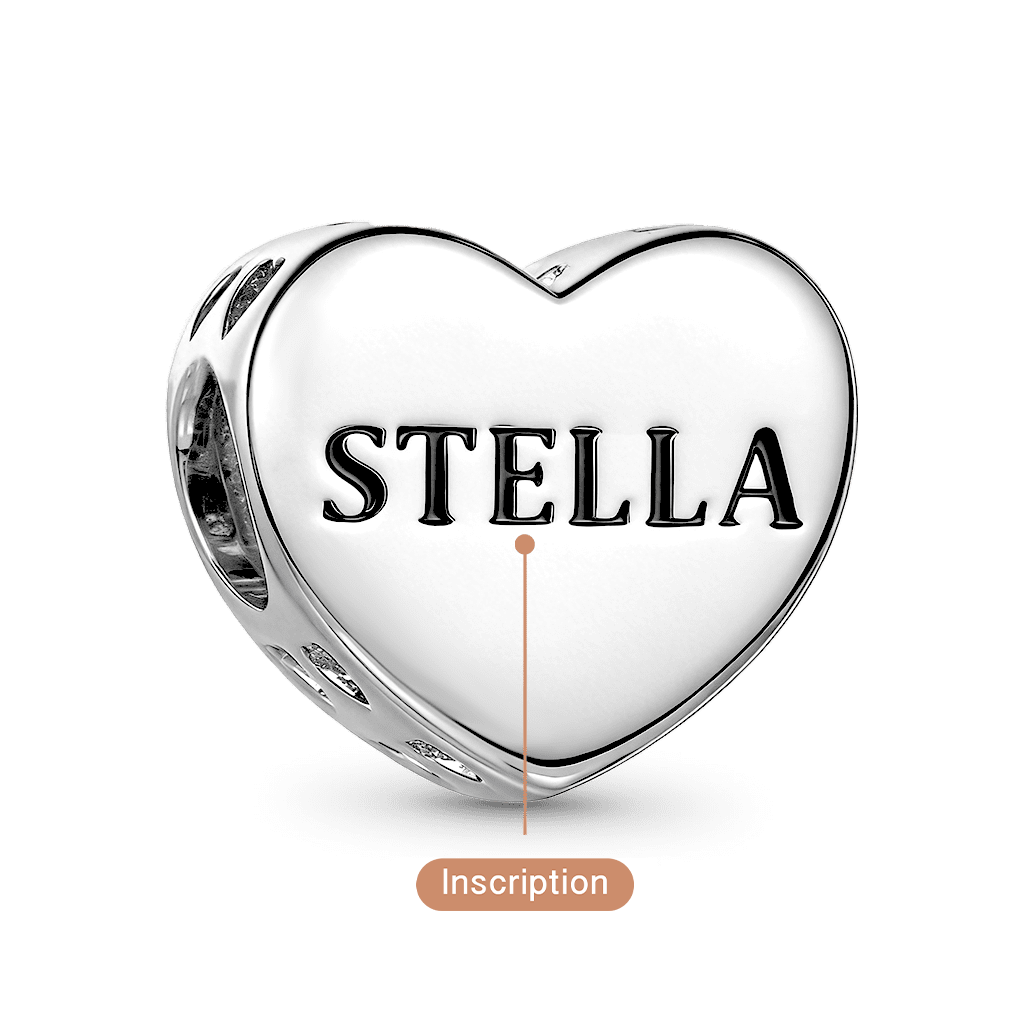 Gnoce Heart Engravable Charm Platinum-plated Silver Blend