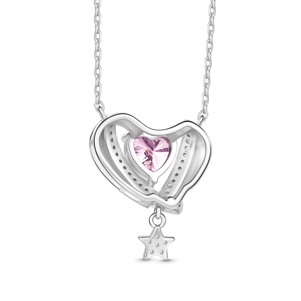 Gnoce Heart & Star Necklace Platinum-plated Silver Blend