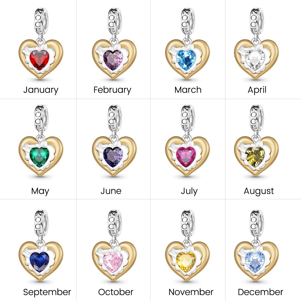 Gnoce Heart Birthstone Engravable Charm