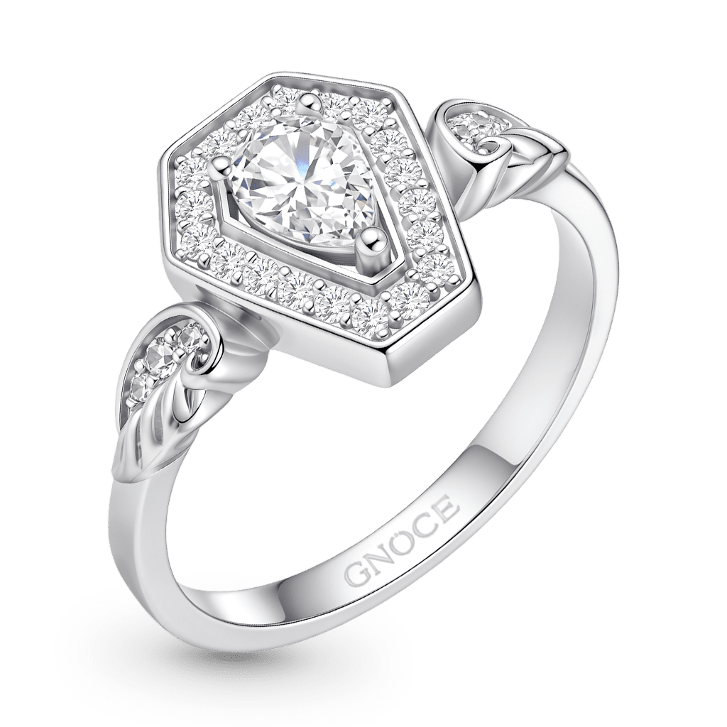 Gnoce Wings Pear-Cut Ring Platinum-plated Silver Blend