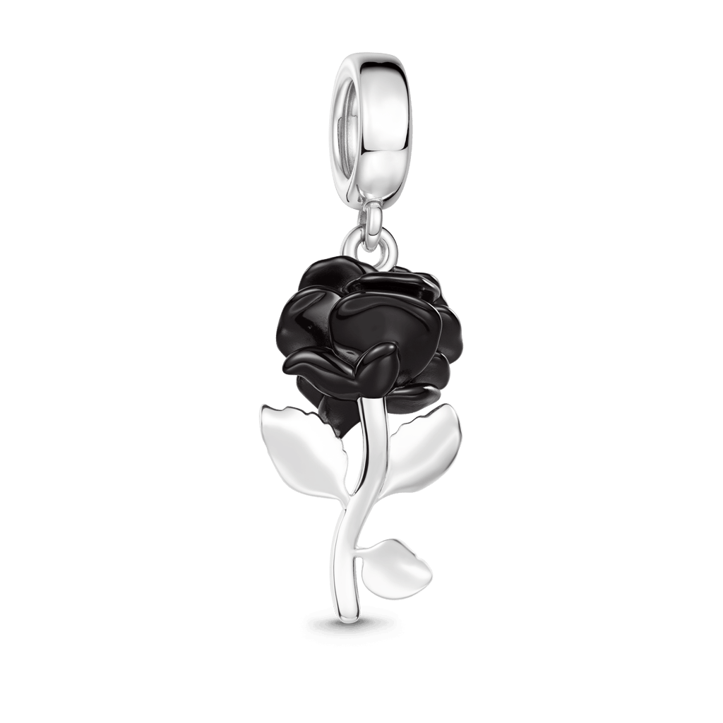 Gnoce Dark Style Rose Charm Platinum-plated Silver Blend