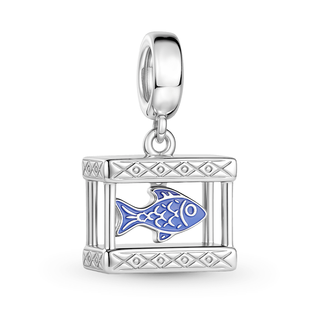Gnoce Fish Tank Charm Platinum-plated Silver Blend