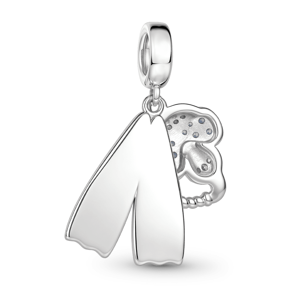 Gnoce Diving Mask and Fins Charm Platinum-plated Silver Blend