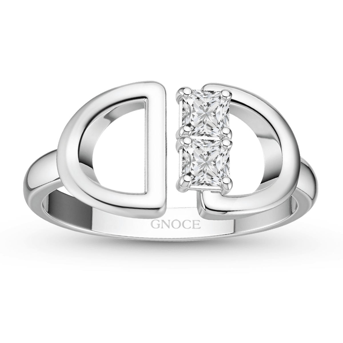 Gnoce Double D Ring Platinum-plated Silver Blend