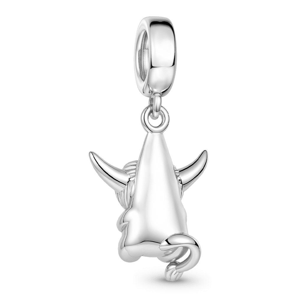 Gnoce Highland Cow Engravable Charm Platinum-plated Silver Blend