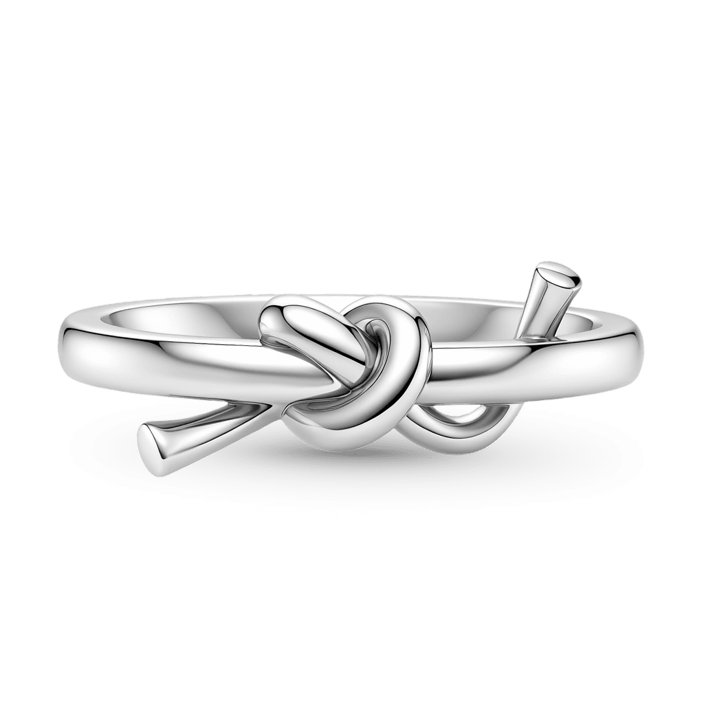 Gnoce Elegant Knot Design Ring Platinum-plated Silver Blend