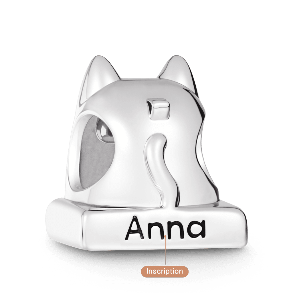 Gnoce Cat Knife Engravable Charm Platinum-plated Silver Blend