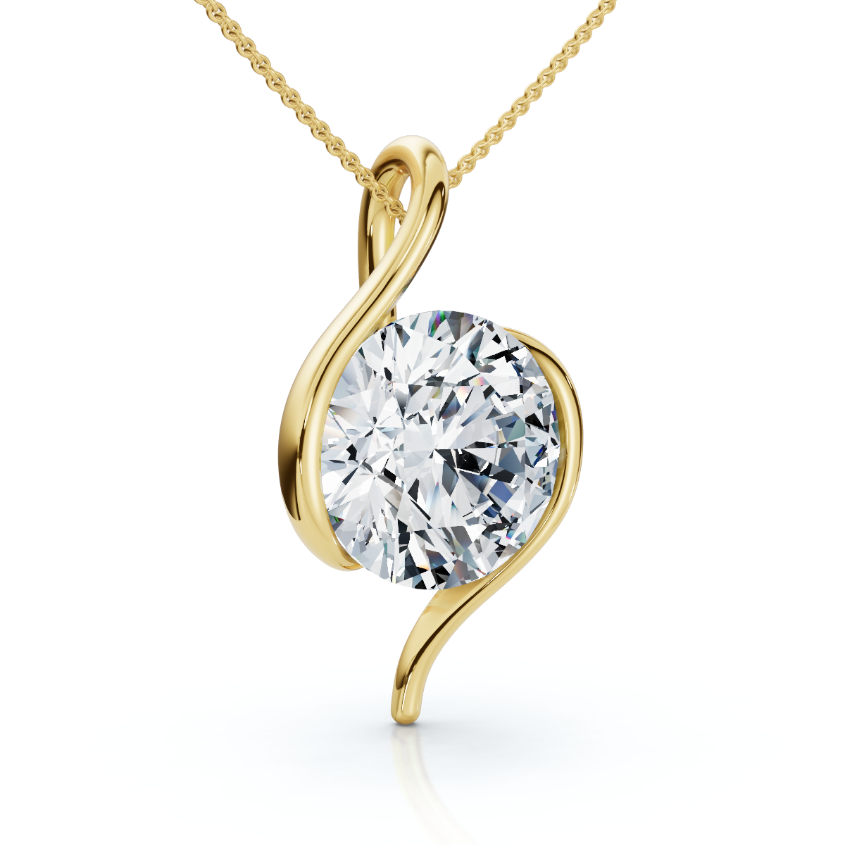 Certified 3Ct Diamond Molly Pendant 14k Gold Necklace 18" Lab Grown
