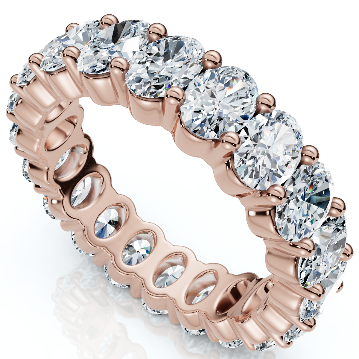 3.6Ct Oval Diamond Eternity Wedding Ring 14k Gold Lab Grown