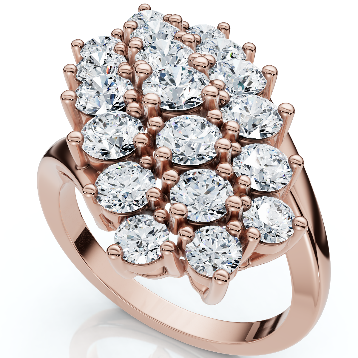 Astra 2Ct Diamond Cluster Cocktail Waterfall Women's Ring 10K Gold Lab Grown