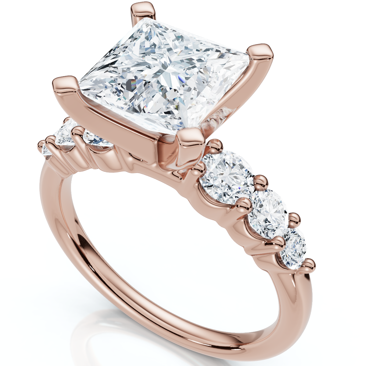 Certified Aurea 2 2/3Ct Princess Diamond Engagement Ring 14k Gold Lab Grown