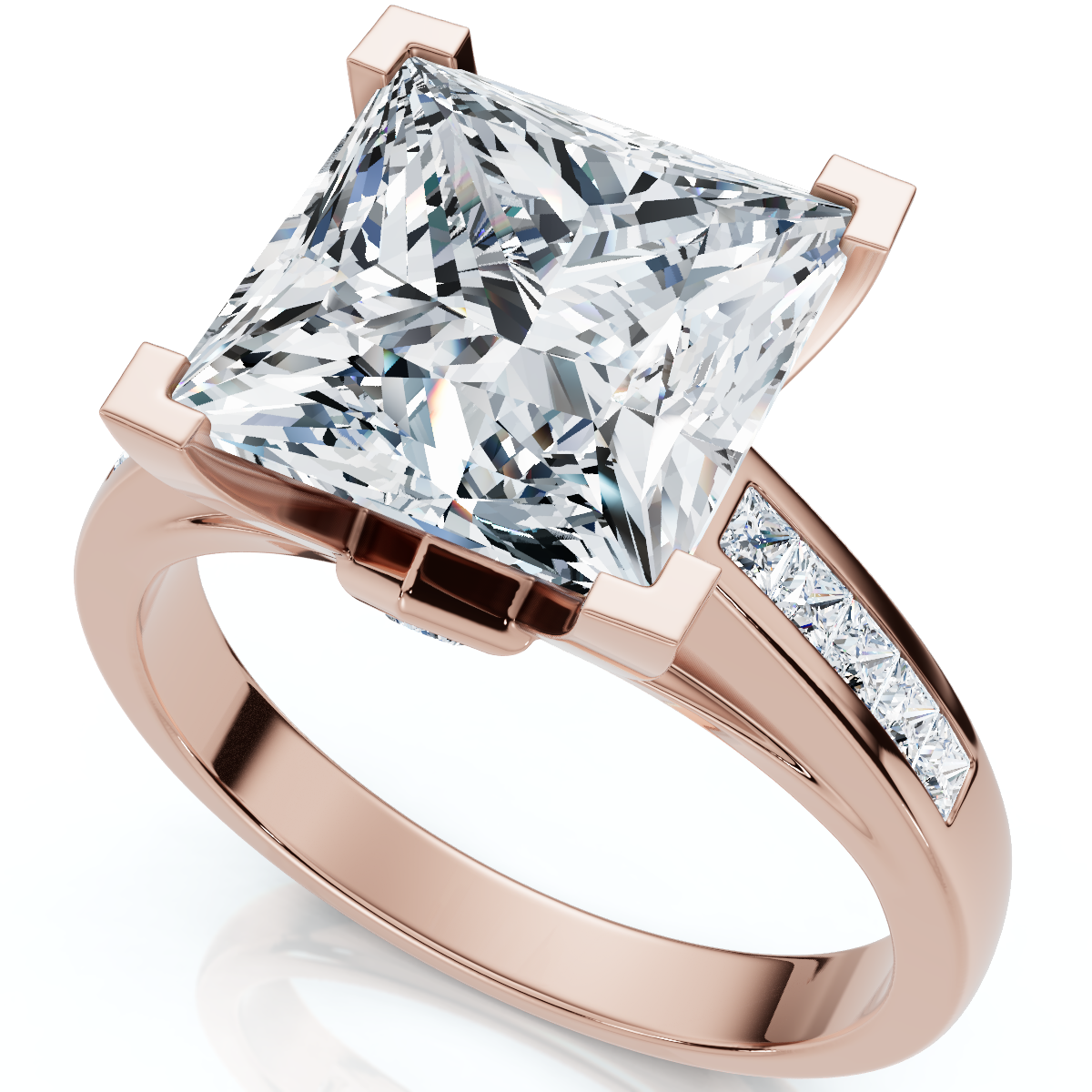 Certified 4 2/3Ct Reese Princess Cut Diamond Engagement Ring 14k Gold Lab Grown