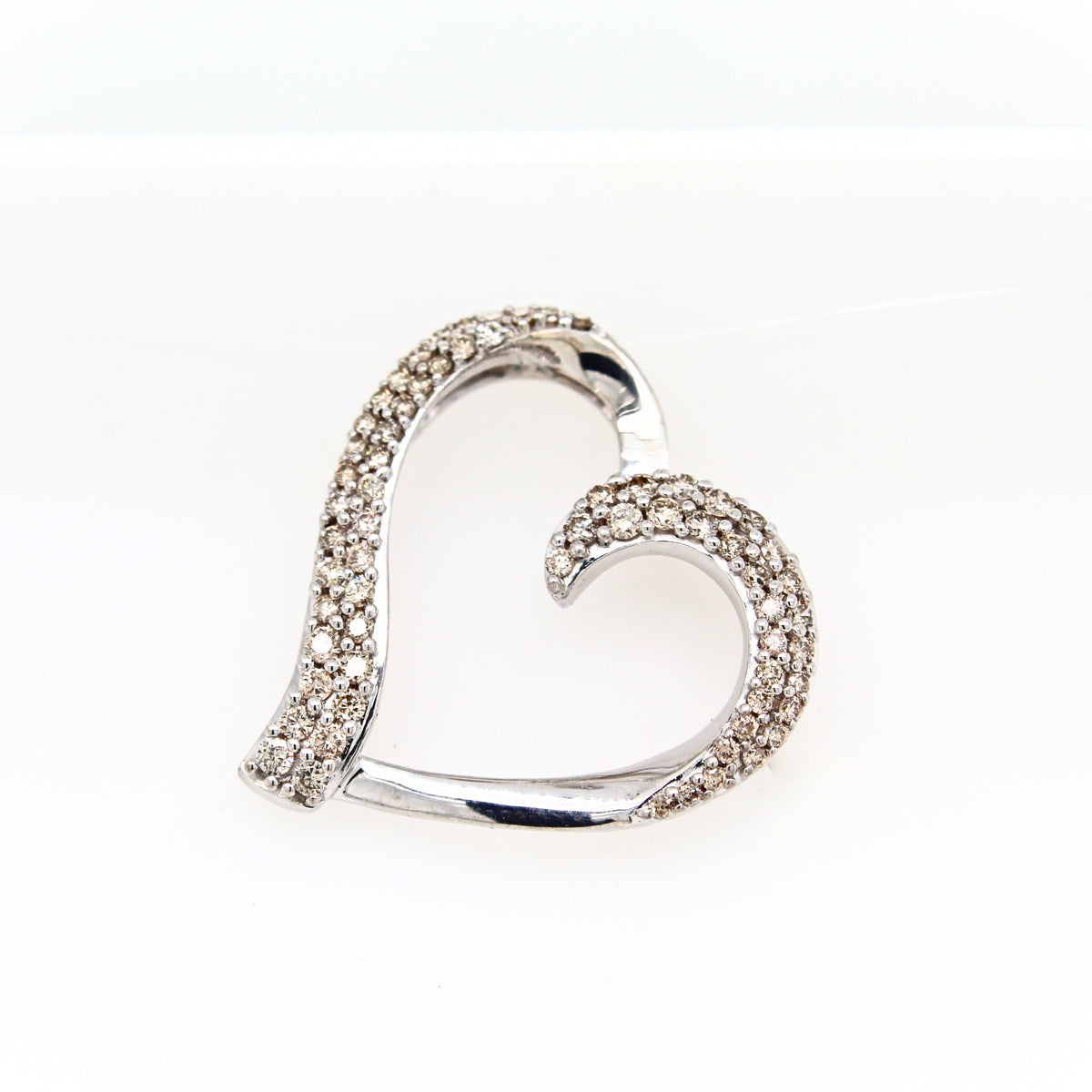 Sterlling Silver Heart Shape Diamond Pendant, 2.28 grams
