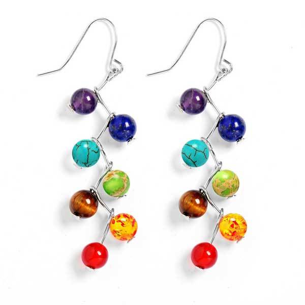 7 Chakra Natural Stone Earrings