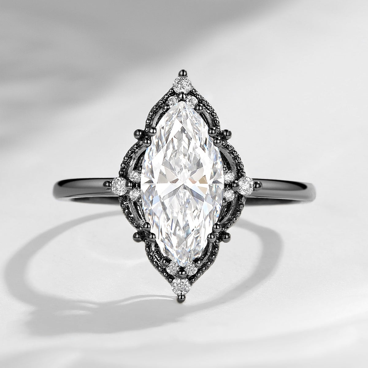 2.5ct Marquise Vintage Inspired Lab Diamond Engagement Ring