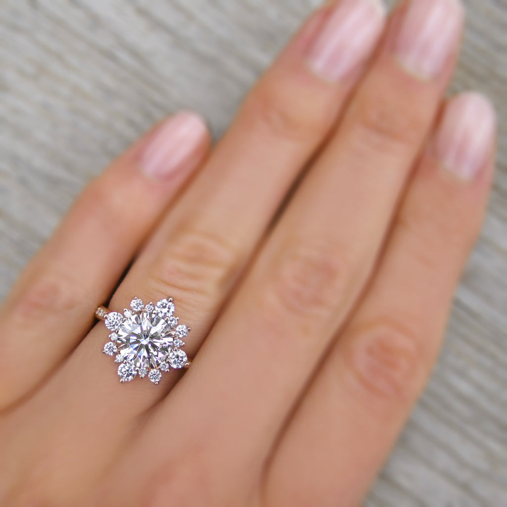 ・REYNA・Moissanite Center, Diamond Halo (1.93ctw+)