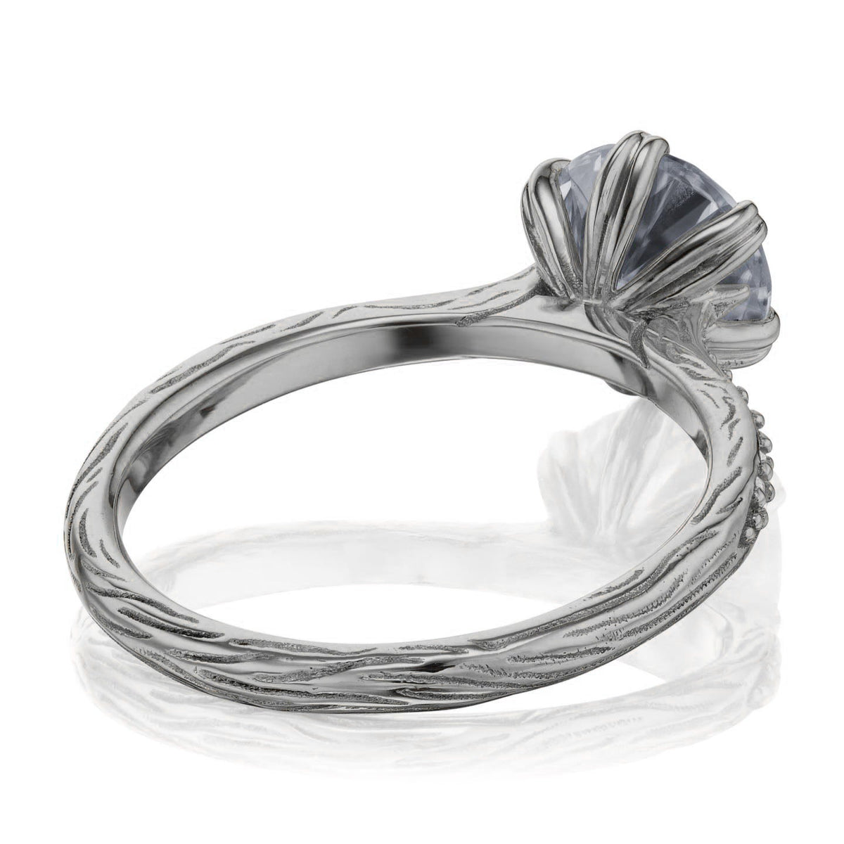 ・CAMILLE・Iconic™ Grey Moissanite, Twig Textured Diamond Band (1.25ct Center)
