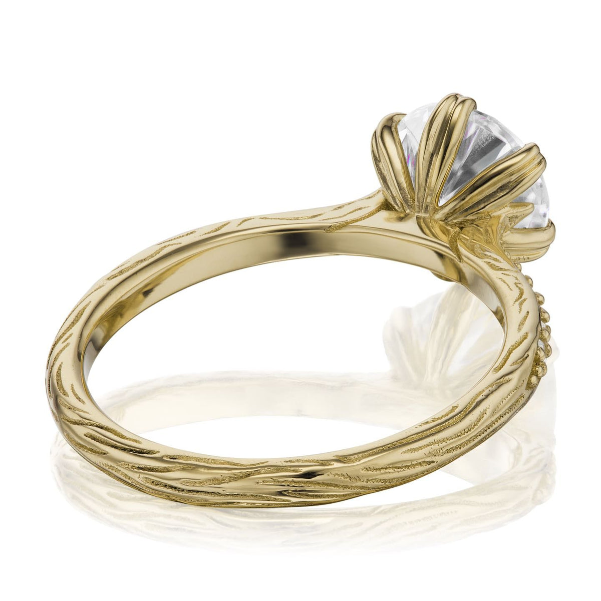 ・CAMILLE・Moissanite Center, Twig Textured Diamond Band (1.5ct Center)