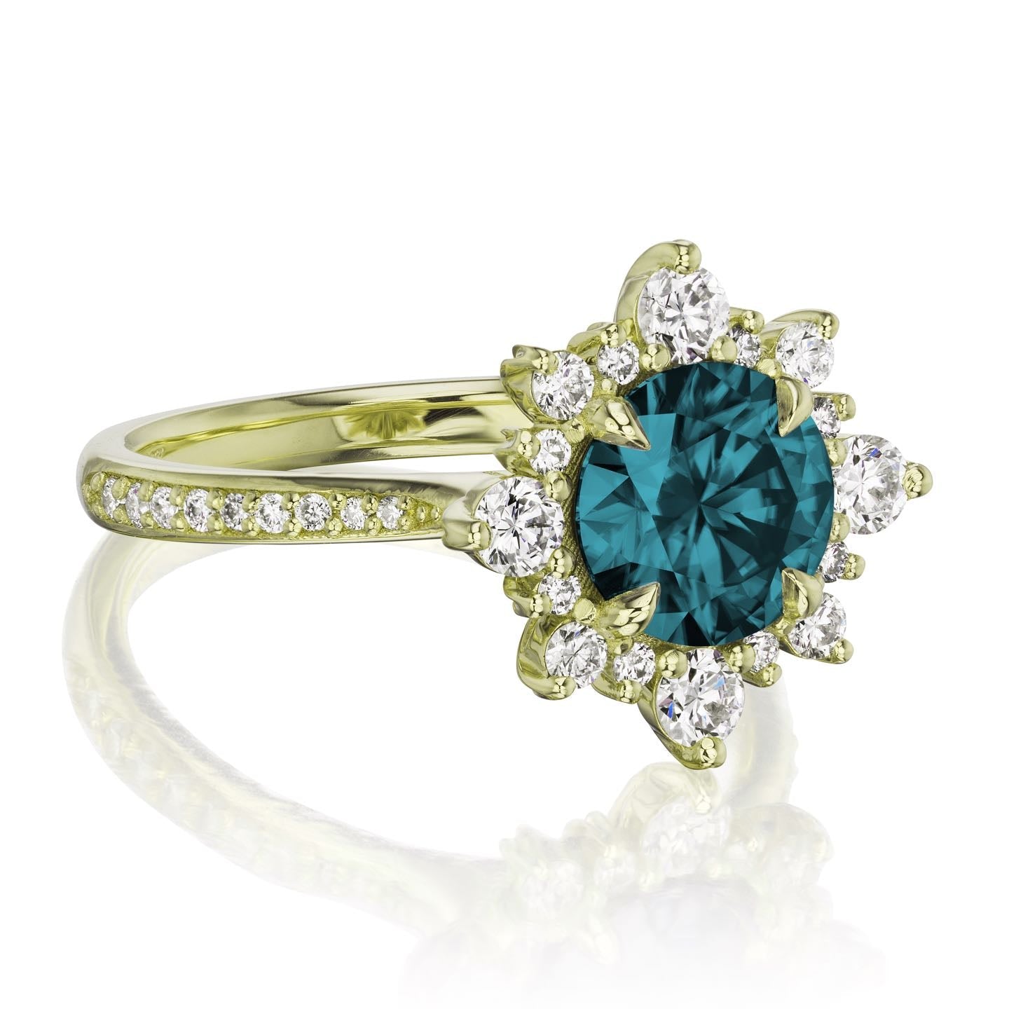 ・REYNA・Teal Lab-Grown Diamond Center (VS2), Diamond Halo (2.26ctw)