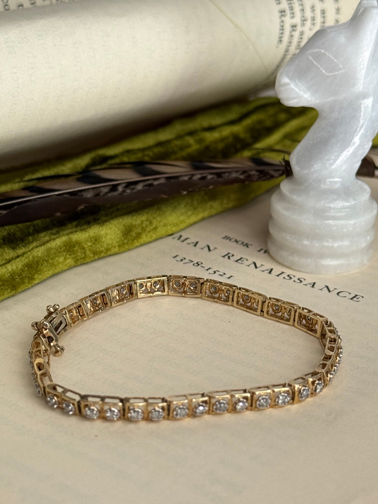 Vintage 10k & Natural Diamond Tennis Bracelet