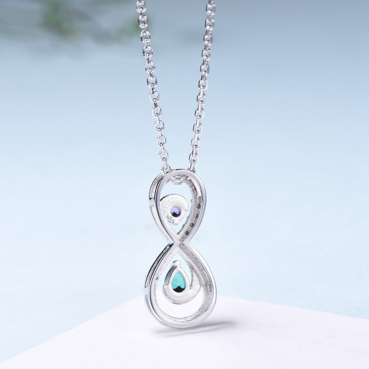 Vintage Emerald Necklace Unique Unique Infinity Amethyst Style Pendant Dainty Eternal Amethyst Emerald Pendant Best Anniversary gift women