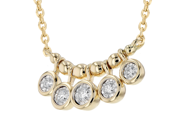 14KY Gold 5-Stone Diamond Dangle Necklace