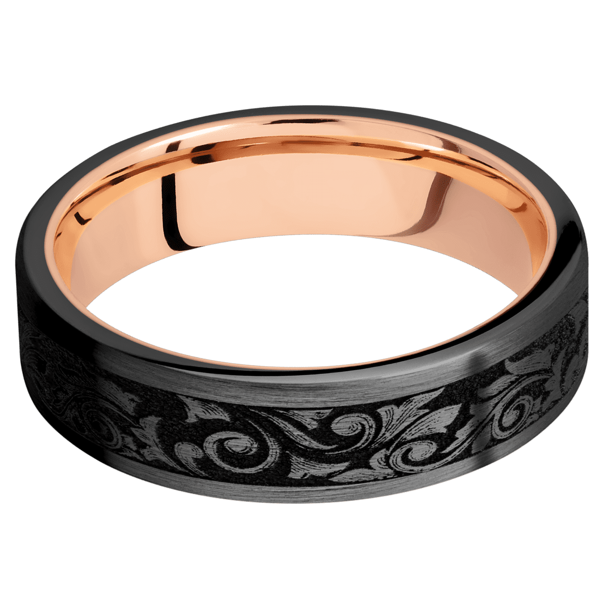 Zirconium + Satin Finish + 10K Rose Gold