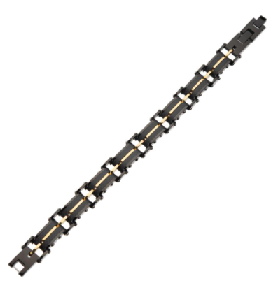 18K Gold & Black Plated Stainless Steel Bracelet