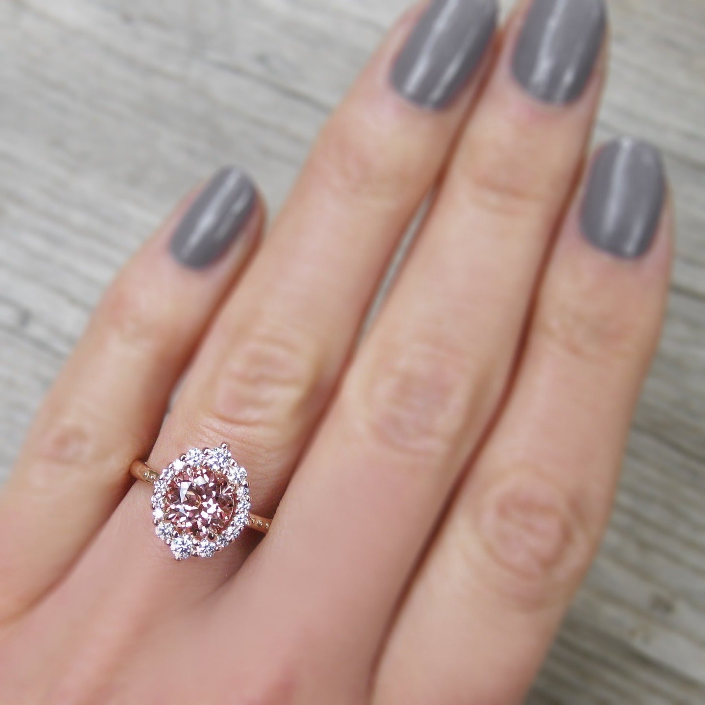 ・EMERSON・Peach Sapphire Center, Diamond Halo (2.13ctw+)