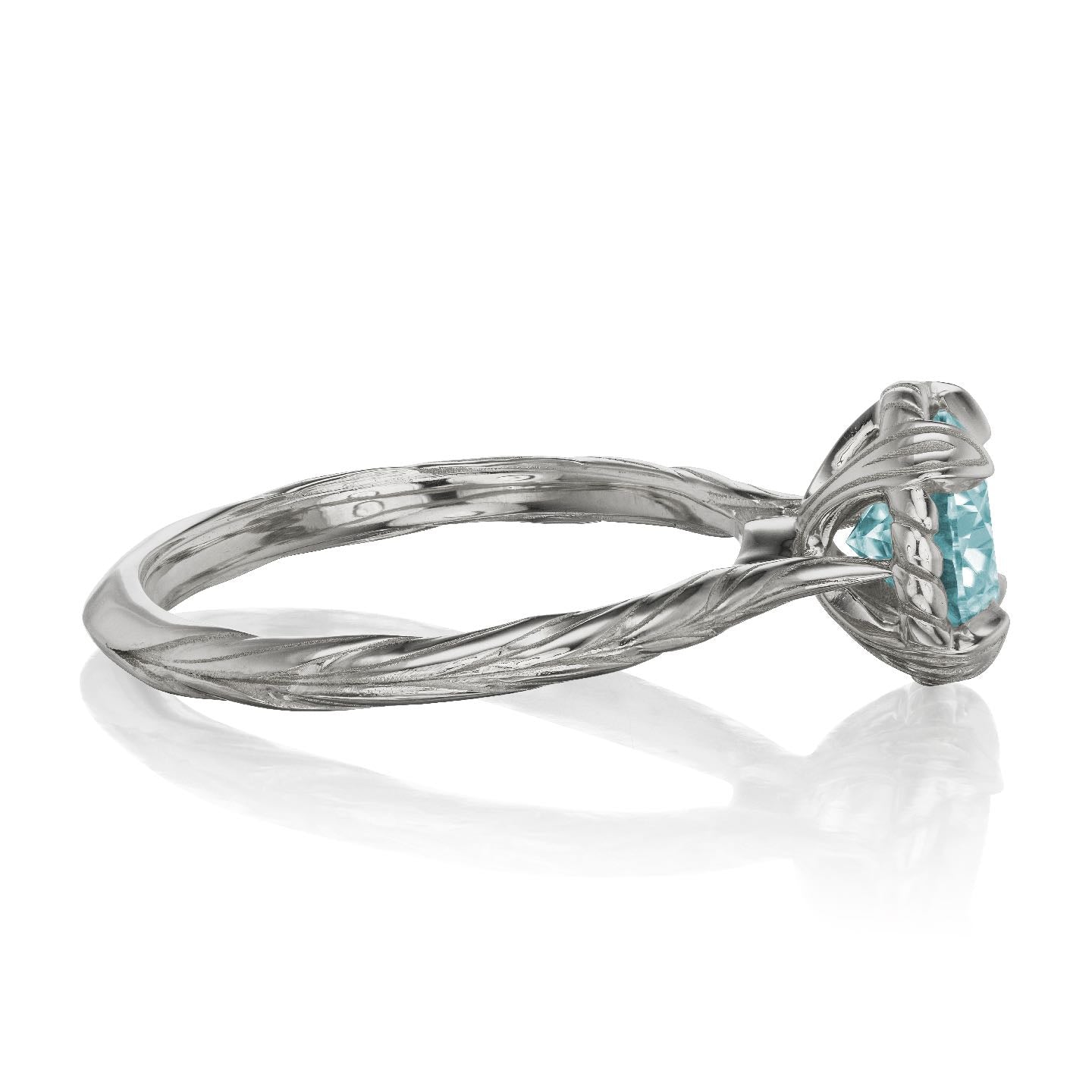 ・SIENNA・Aqua-Teal Iconic™ Moissanite, Willow Leaf Band (1.25ct)