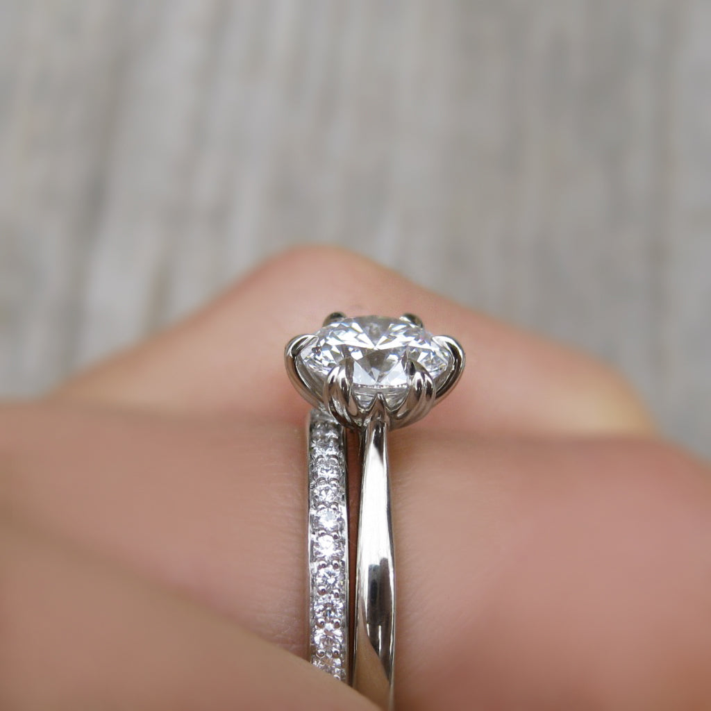 ・LEONA・Moissanite Center, Plain or Diamond Band (1.25ct Center)