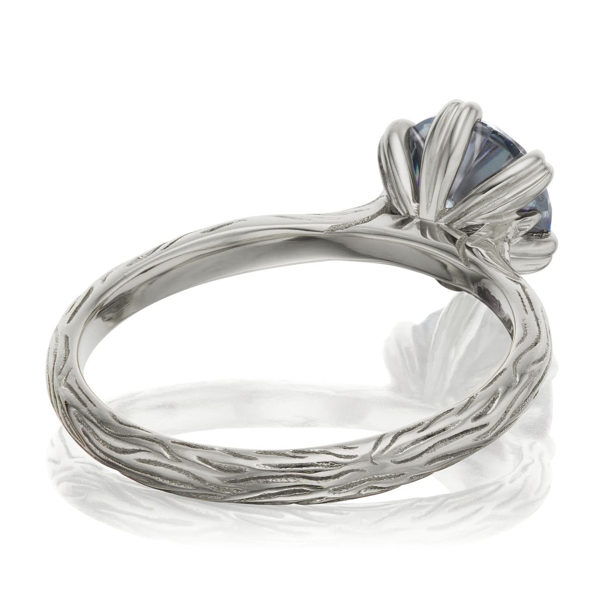 ・VIOLET・Iconic™ Grey Moissanite, Twig Textured Band (1.25ct Center)