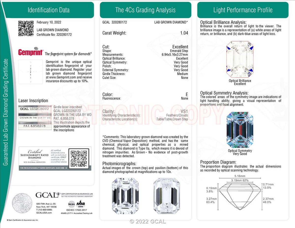・ADELINE・Emerald Cut Lab-Grown Diamond Center, Diamond Halo (1.37ctw+)