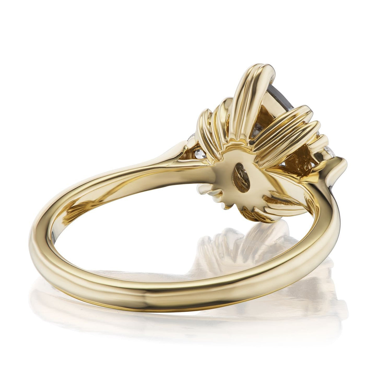 DEMI・Pear Rose Cut Salt + Pepper Diamond Center, Diamond Accents (1.28ctw)