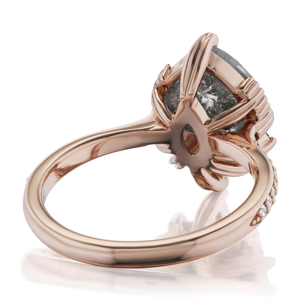 ・SOLANIS・Trillion Rose Cut Salt + Pepper Diamond Center, Diamond Halo (2.29ctw)