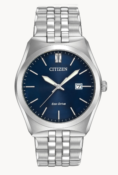 Gents Stainless Steel Citizen Eco-Drive "Corso" with Blue Satin Dial